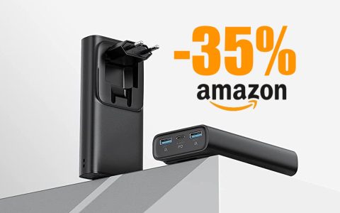 PowerBank 10.000mAh con USB-C e spina pieghevole: -35% con Coupon