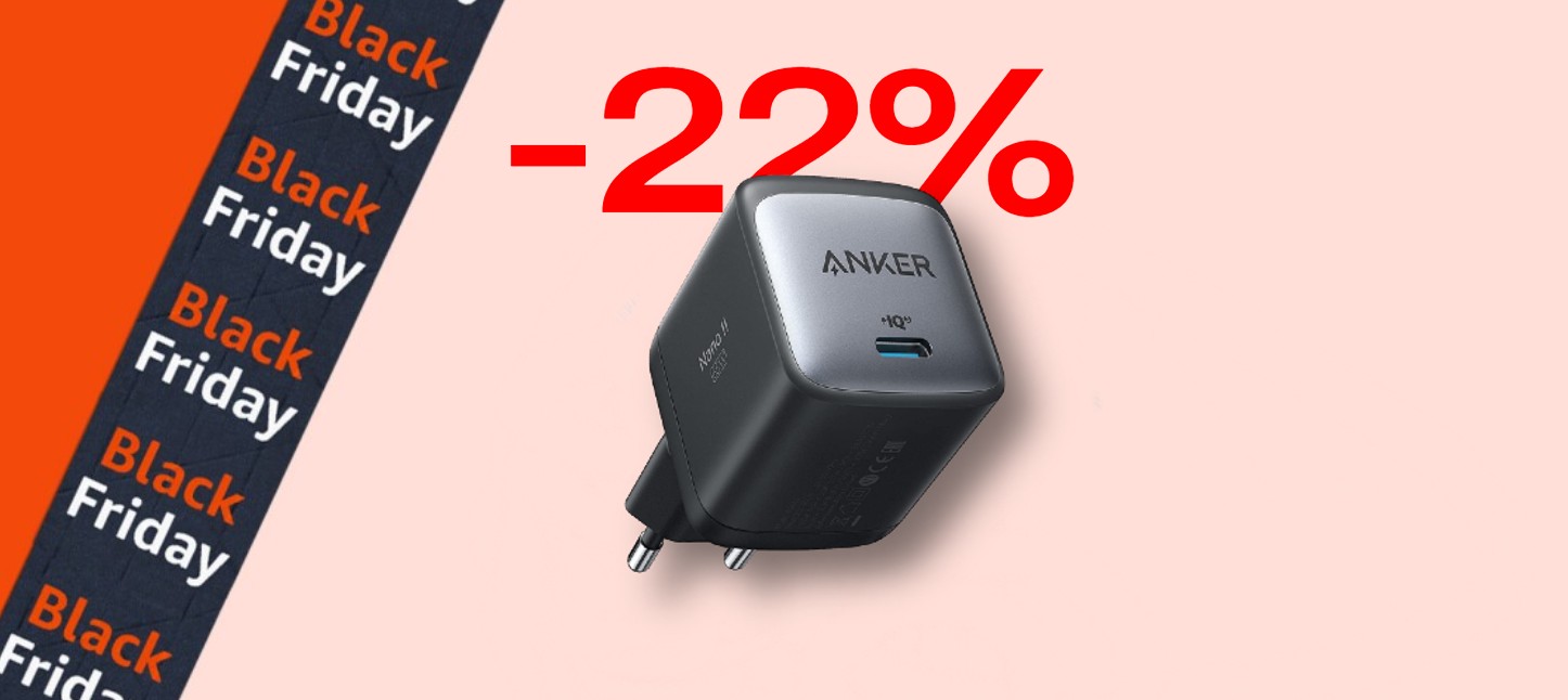 Black Friday 2022: caricabatterie Anker Nano II da 30W SCONTATO del 22%