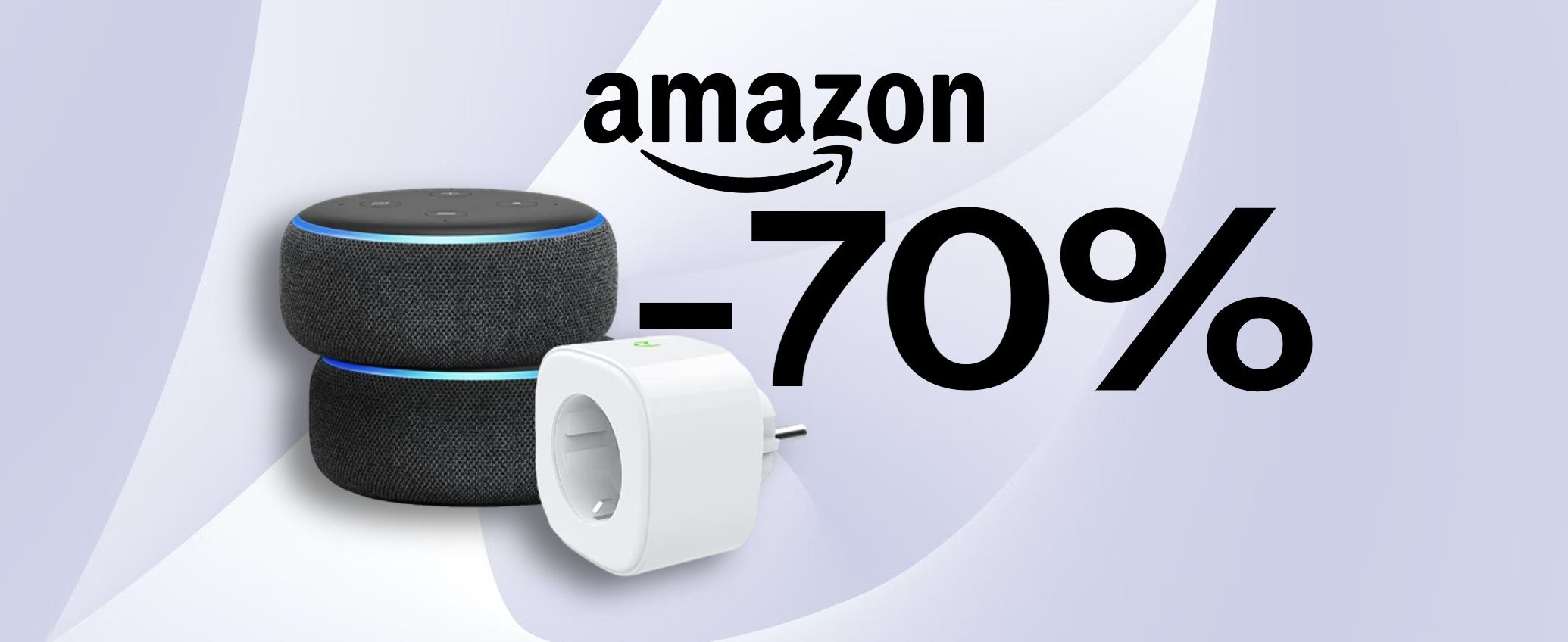 FOLLIA Amazon: il bundle con 2 Echo Dot e la Meross Smart Plug è SCONTATO del 70%