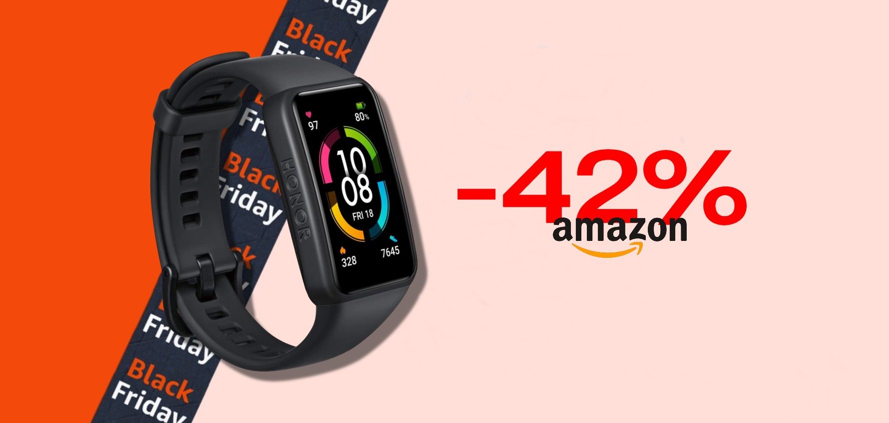 Con lo SCONTO Black Friday, lo smart tracker Honor Band 6 ti costa meno di 30€ (-42%)