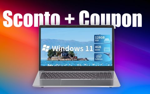 Laptop Windows 11 (8GB RAM, 256GB SSD) sconto 66% + Coupon 50€