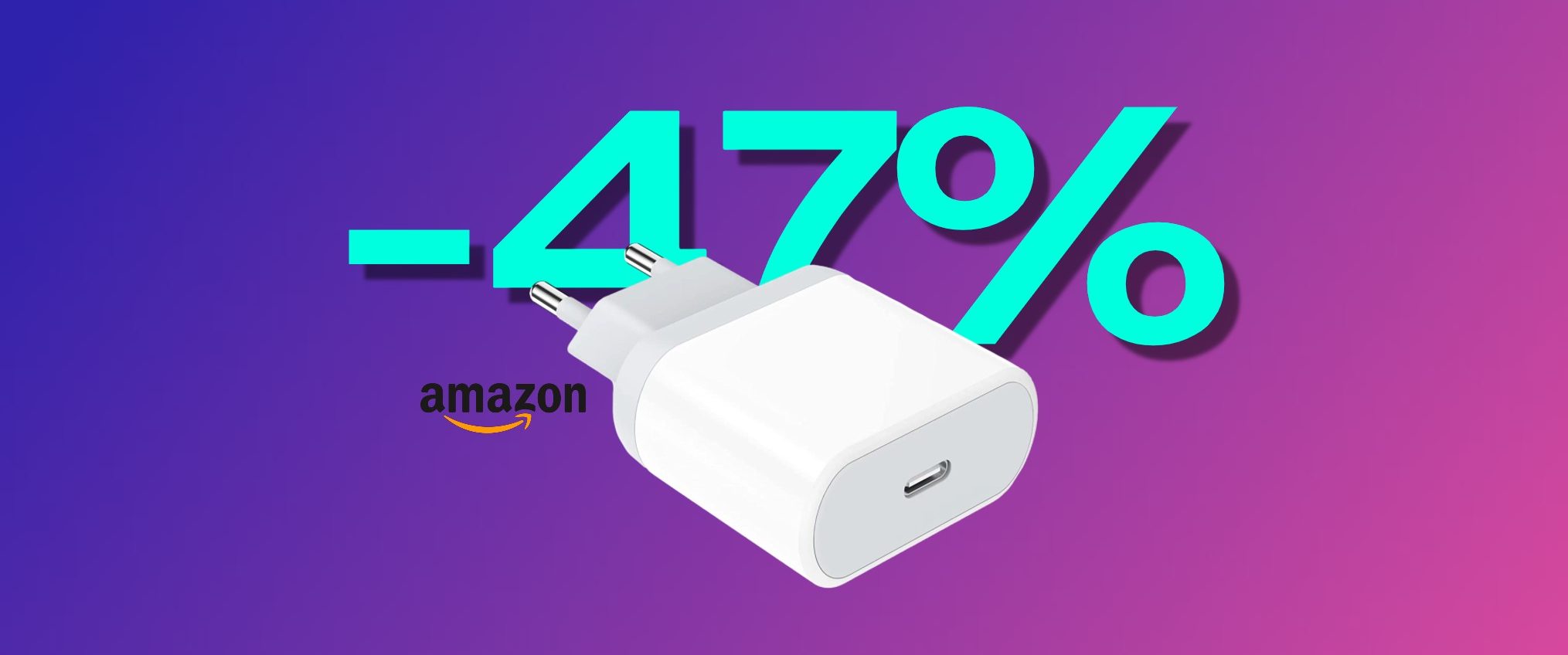 Caricabatterie USB-C da 20W, PREZZO SHOCK su Amazon (-47%)