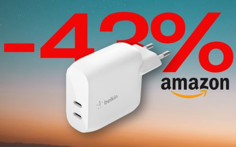 Caricabatterie Belkin 40W con doppia USB-C: lo SCONTO è del 43%