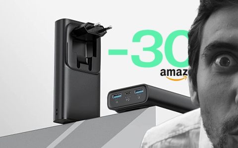 PowerBank con USB-C e spina retrattile: SCONTO+COUPON