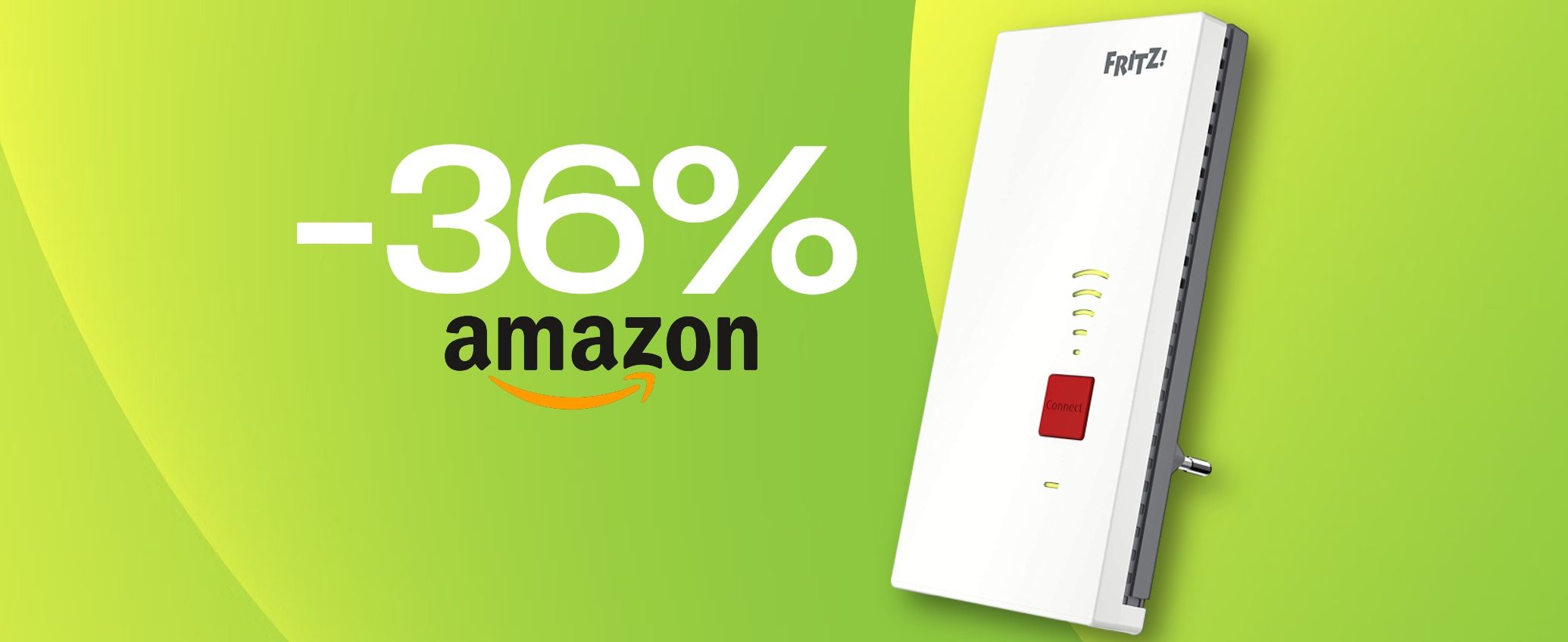 Ripetitore Wi-Fi FRITZ! 2400 in PROMO su Amazon: lo sconto del 36% è un boost per la tua connessione