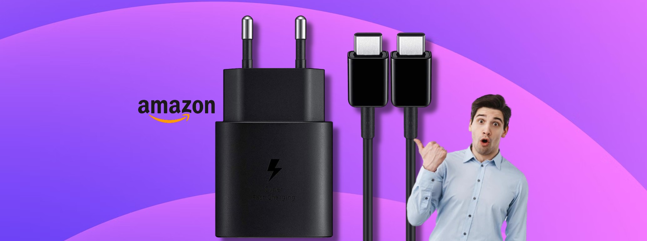 Caricabatterie USB-C 25W e cavo USB-C in OFFERTA