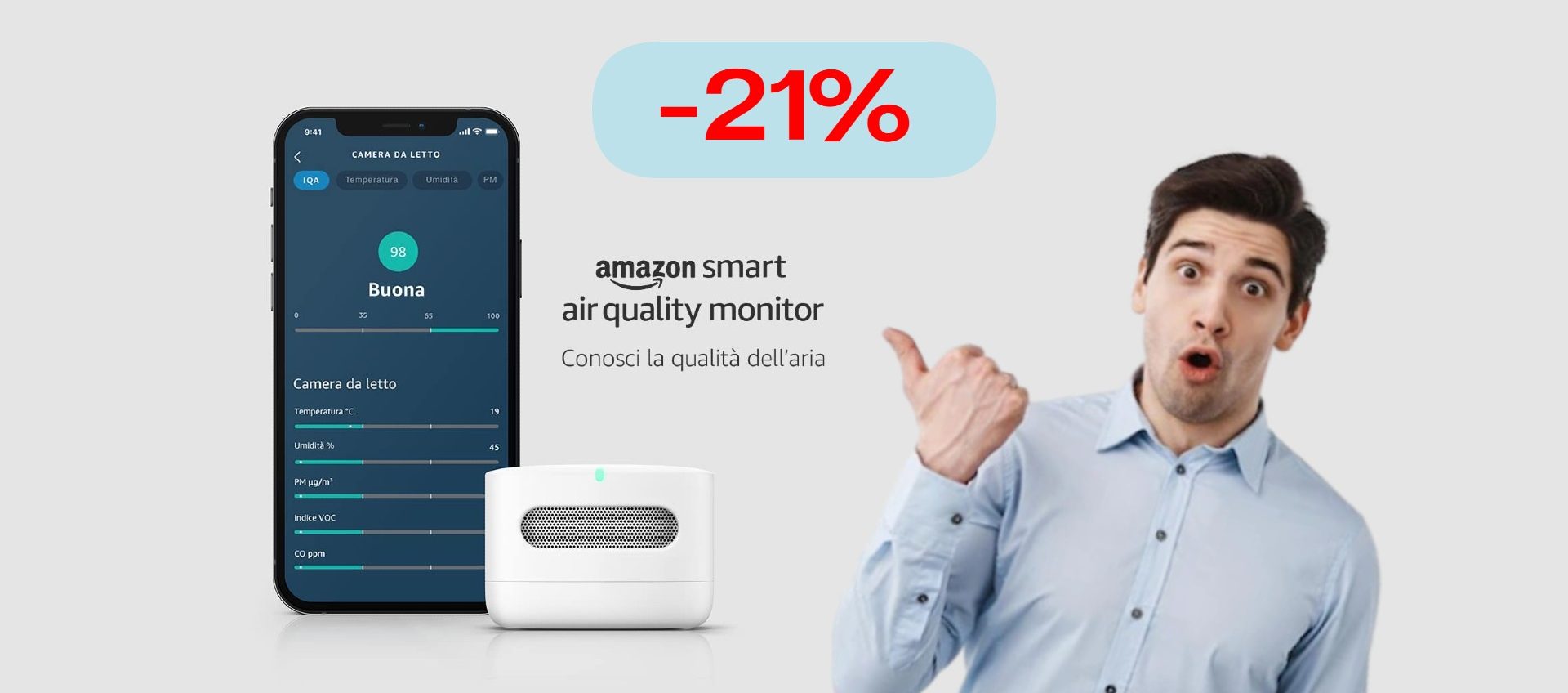 Grazie ad Amazon, la qualità dell'aria che respiri è a portata di iPhone (-21%)