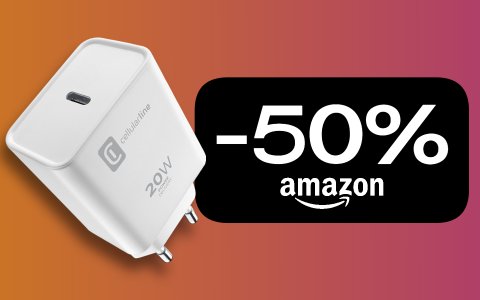 Caricabatterie 20W Cellularline con USB-C: PROMO BOMBA 50% su Amazon