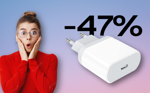 Caricabatterie USB-C 20W per iPhone e non solo: CLAMOROSO SCONTO 47%