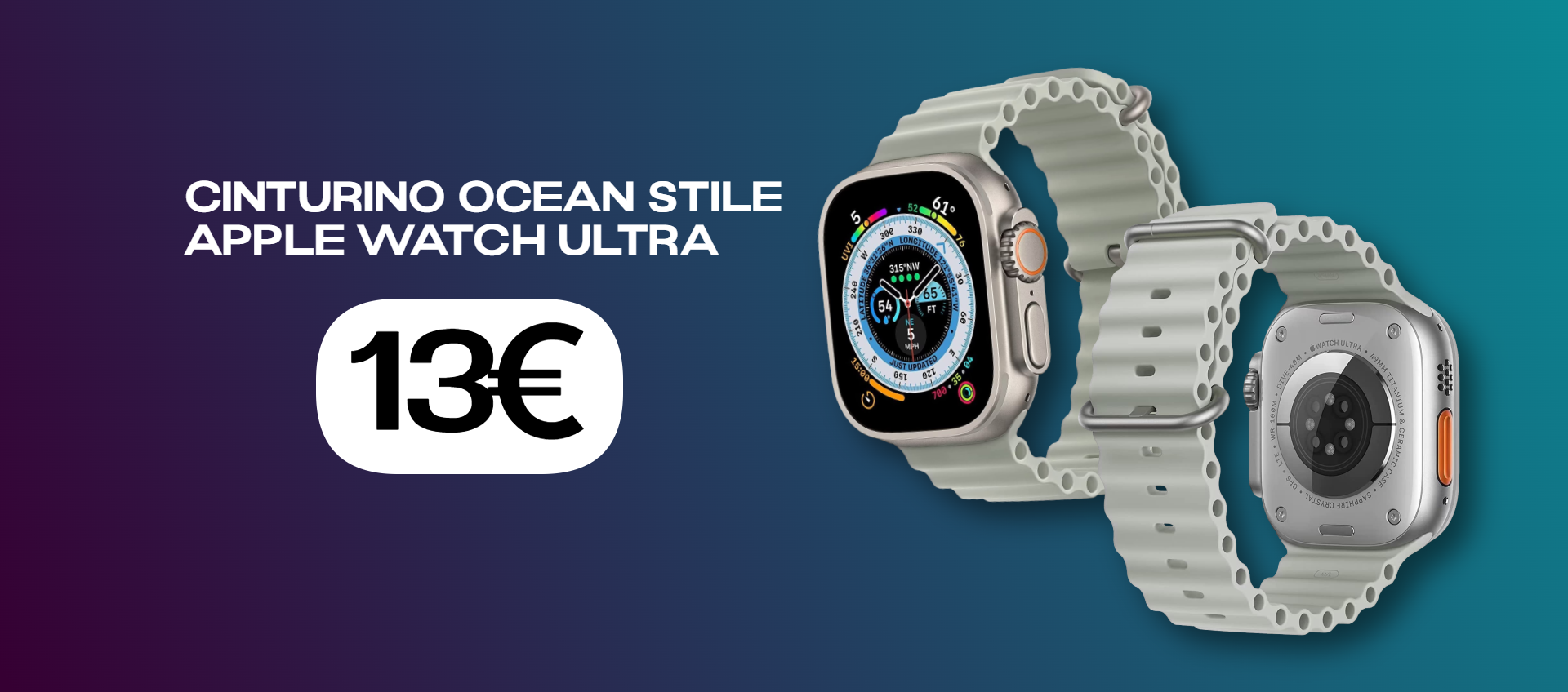 Apple Watch diventa Ultra con il cinturino stile Ocean di Apple (13€)