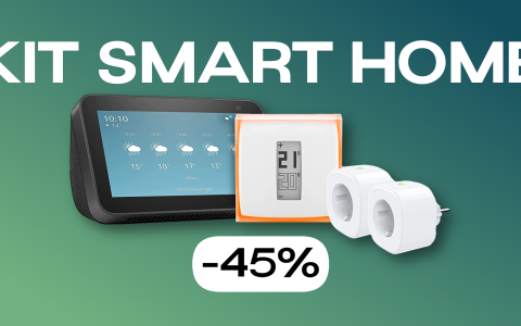 Smart Home, kit con Echo Show 5, termostato Netatmo e prese smart: prezzo CLAMOROSO (-45%)