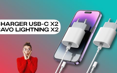 Pazzesco kit di ricarica con 2 caricabatterie USB-C 20W e 2 cavi Lightning: tuo a meno di 25€