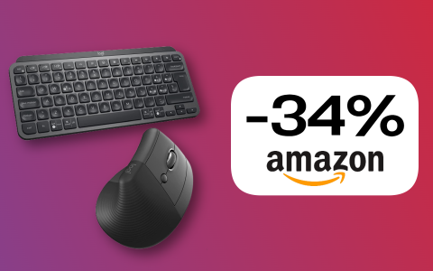 Logitech MX Keys Mini + Mouse ergonomico verticale: SCONTO del 34% sul kit WOW