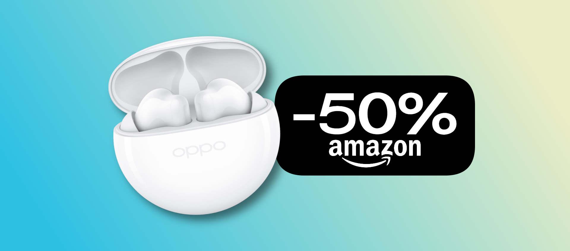 Oppo Enco Buds2: FUORITUTTO Amazon, sconto immediato del 50%