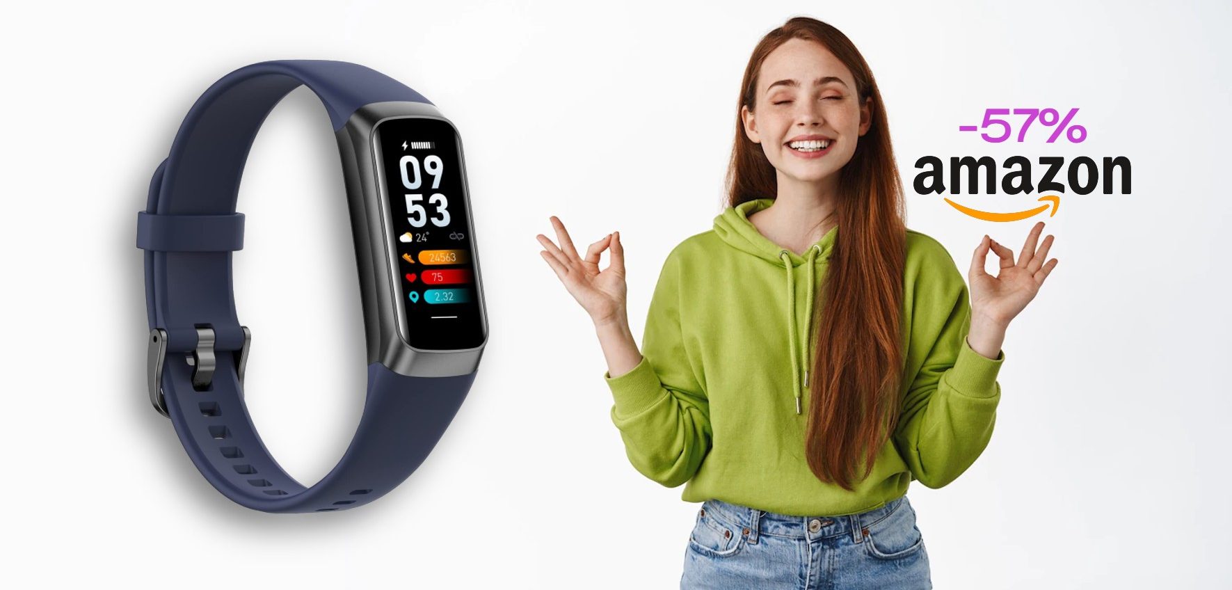 Smartband per attività fisica e monitoraggio della salute SCONTATO del 57%: tuo a meno di 30€