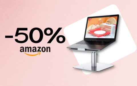 Supporto Laptop in alluminio e rotazione a 360°: con lo SCONTO del 50%, è un AFFARE