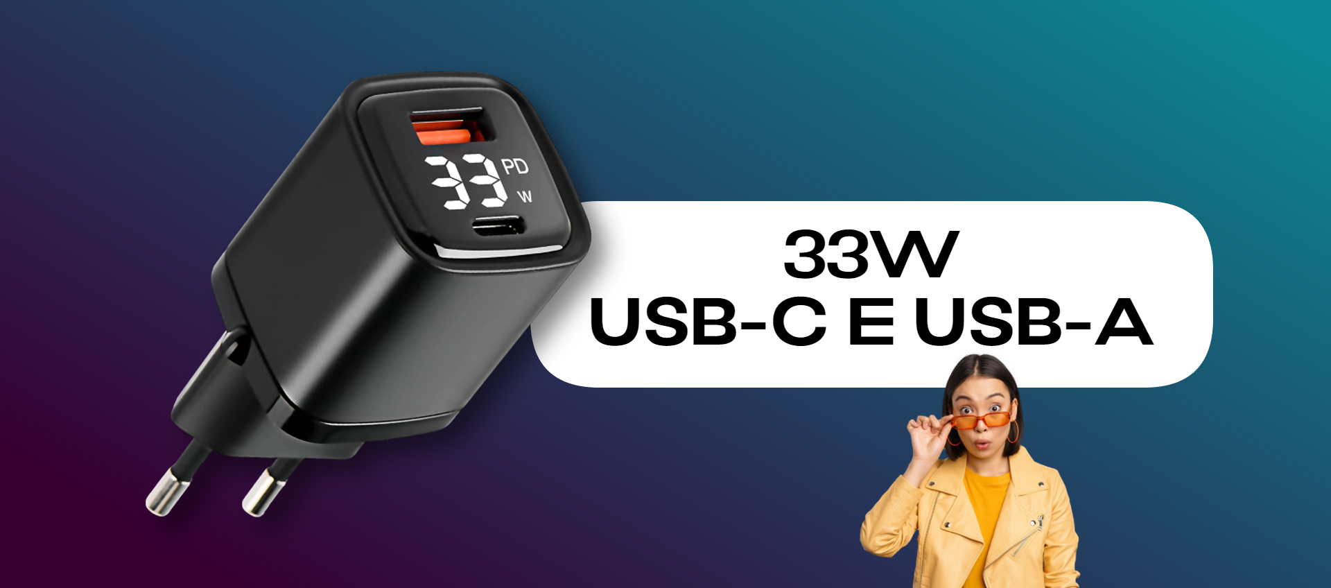 Caricabatterie 33W con USB-C, USB-A e display LED: il prezzo che ci piace (-16%)