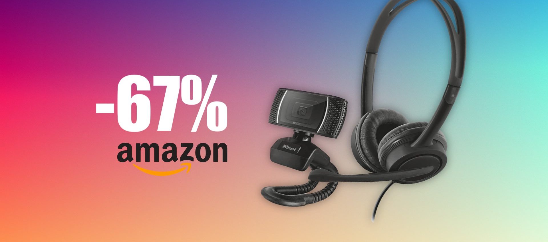 Set Home Office di Trust: SCONTO 67% per il Kit Cuffie + WebCam