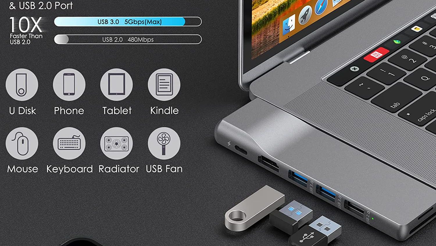 Hub USB-C 8 in 2: L'espansione per MacBook Pro che calza a pennello