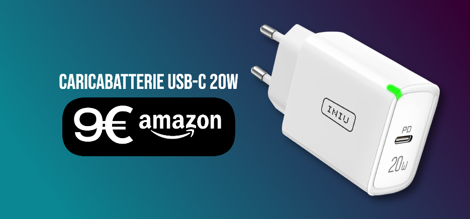 Caricabatterie USB-C 20W: solo 9€ con il DOPPIO SCONTO Amazon