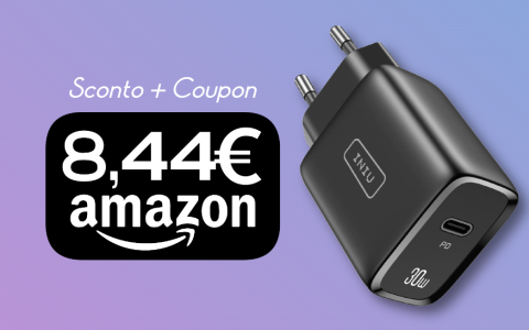 Caricabatterie USB-C 30W, Amazon PERDE la testa: sconto 13% + coupon 35%