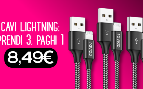 Cavi Lightning MFi: su Amazon prendi TRE, paghi UNO!