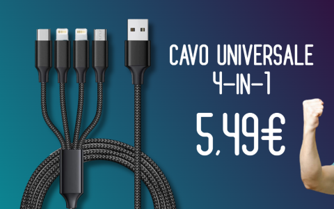 Cavo di ricarica universale 4-in-1: tuo a MENO di 6€ con il coupon Amazon