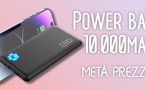 Power bank da 10.000mAh con USB-C e USB-A al 50% su Amazon