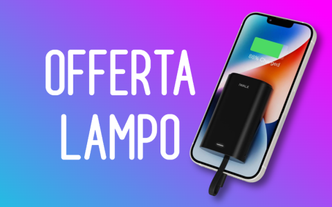 Power Bank con cavo Lightning in OFFERTA LAMPO: Amazon in stato di grazia