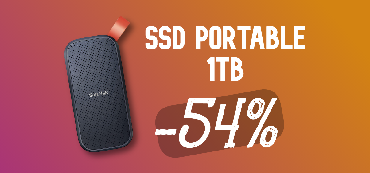 SSD portatile SanDisk 1TB subito nel carrello con lo SCONTO del 54%