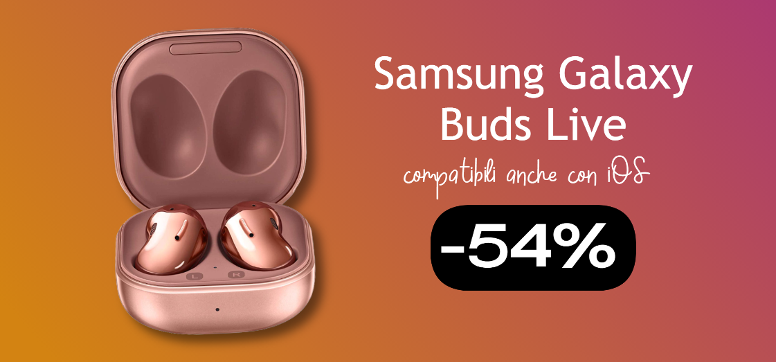 Samsung Galaxy Buds Live: PAZZO SCONTO del 54% su Amazon