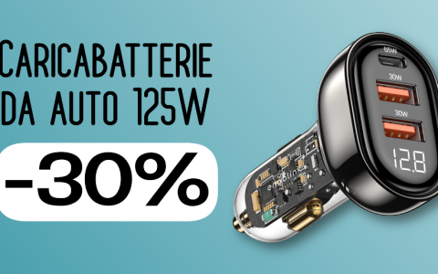 Caricabatterie da auto 125W con USB-C e USB-A: risparmia il 30% con il Coupon