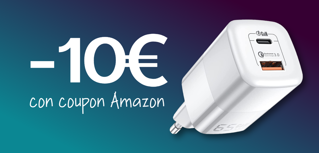 Caricabatterie 65W USB-C e USB-A: SCONTO IMMEDIATO con il coupon Amazon