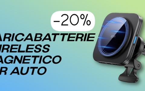 Caricabatterie wireless magnetico per auto: lo SCONTO del 20% è servito