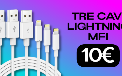 Tre cavi Lightning MFi a soli 10€: l'AFFARE è su Amazon!