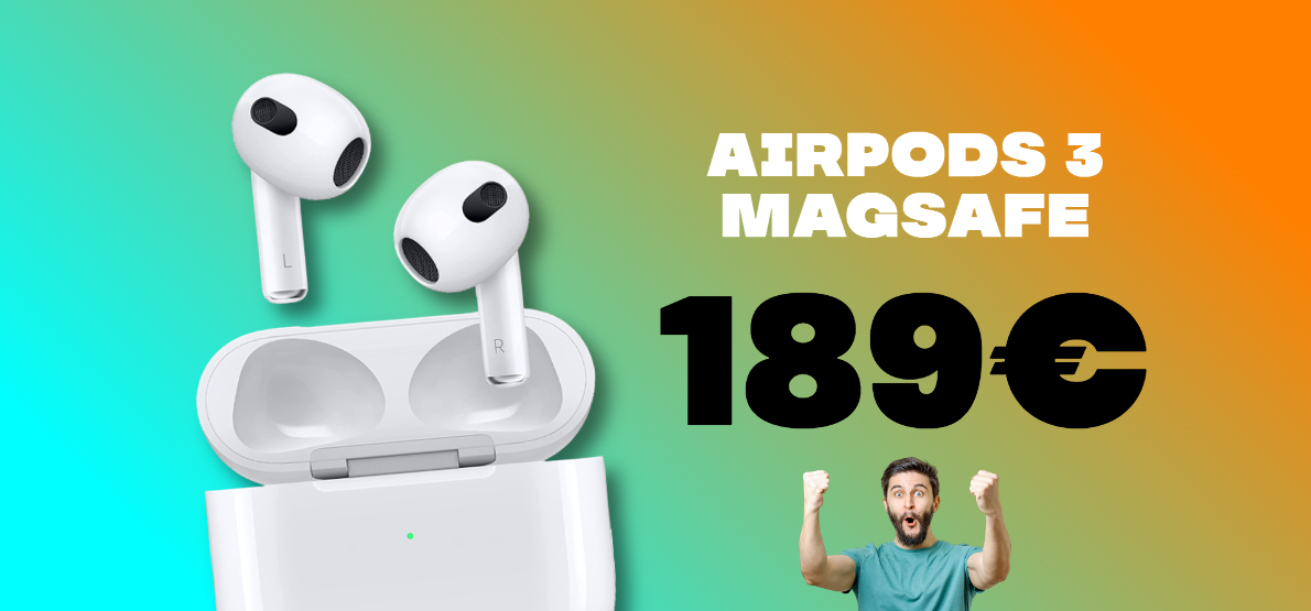 AirPods 3ª gen. con custodia MagSafe: Amazon ci DELIZIA con un ottimo sconto