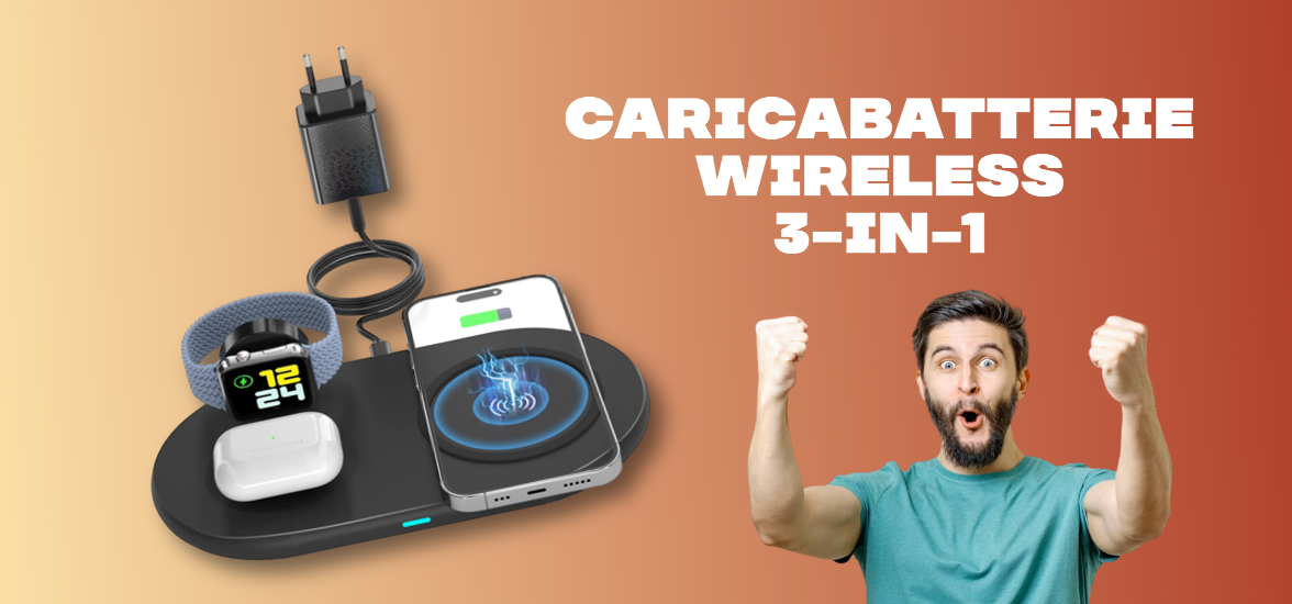 Caricabatterie wireless 3-in-1: FOLLIA Amazon con SCONTO e COUPON