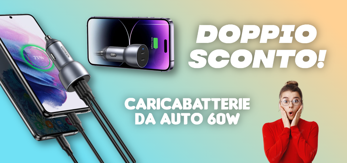 Caricabatterie da auto 40W con due USB-C a picco su Amazon con DOPPIO SCONTO