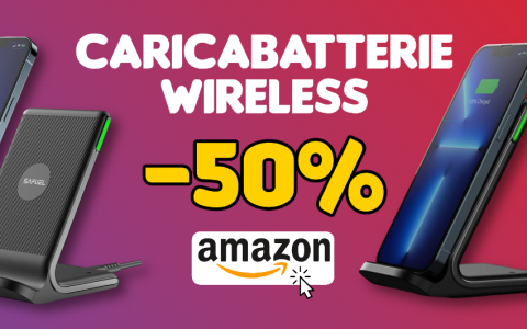 Caricabatterie wireless 15W: SCONTO PAZZO 50% con coupon