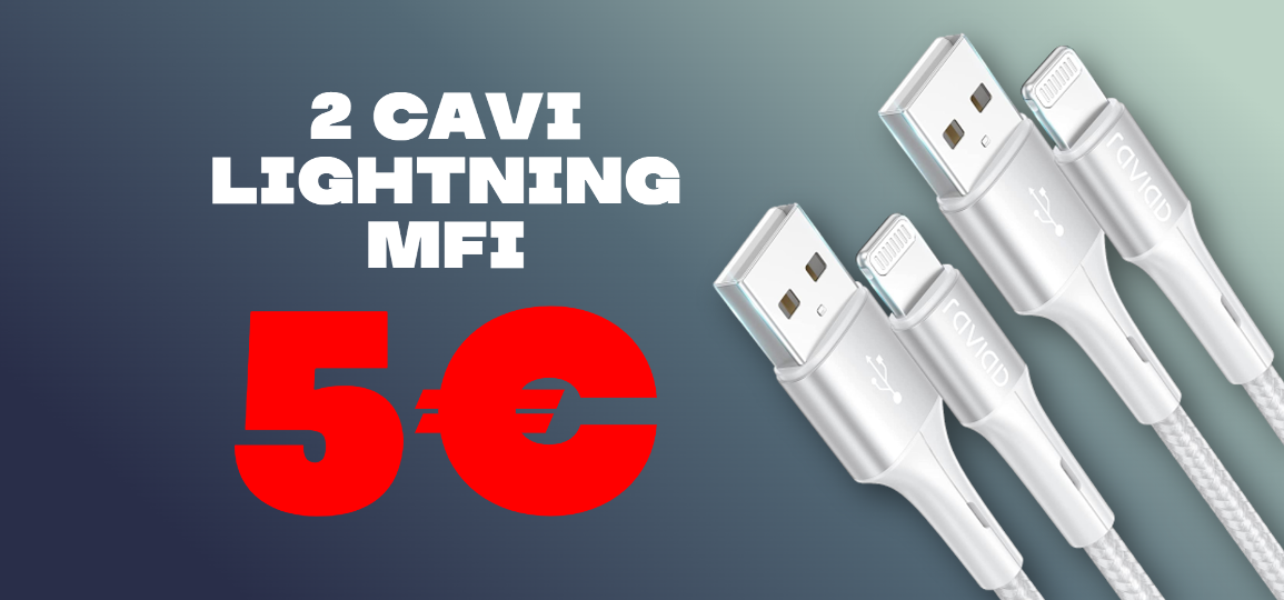 Cavi Lightning MFi: acquistane due a 5€ con l'OFFERTA LAMPO Amazon!