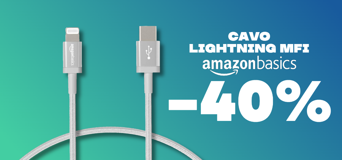 Cavo Lightning MFi Amazon Basics: CLAMOROSO 40% in meno e PREZZO WOW