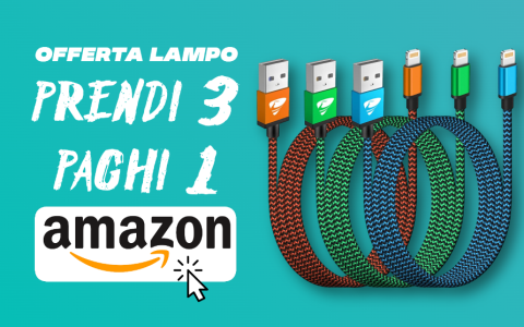 Cavo Lightning da 2 metri e in nylon: 3 al prezzo di 1, OFFERTA LAMPO (-48%)