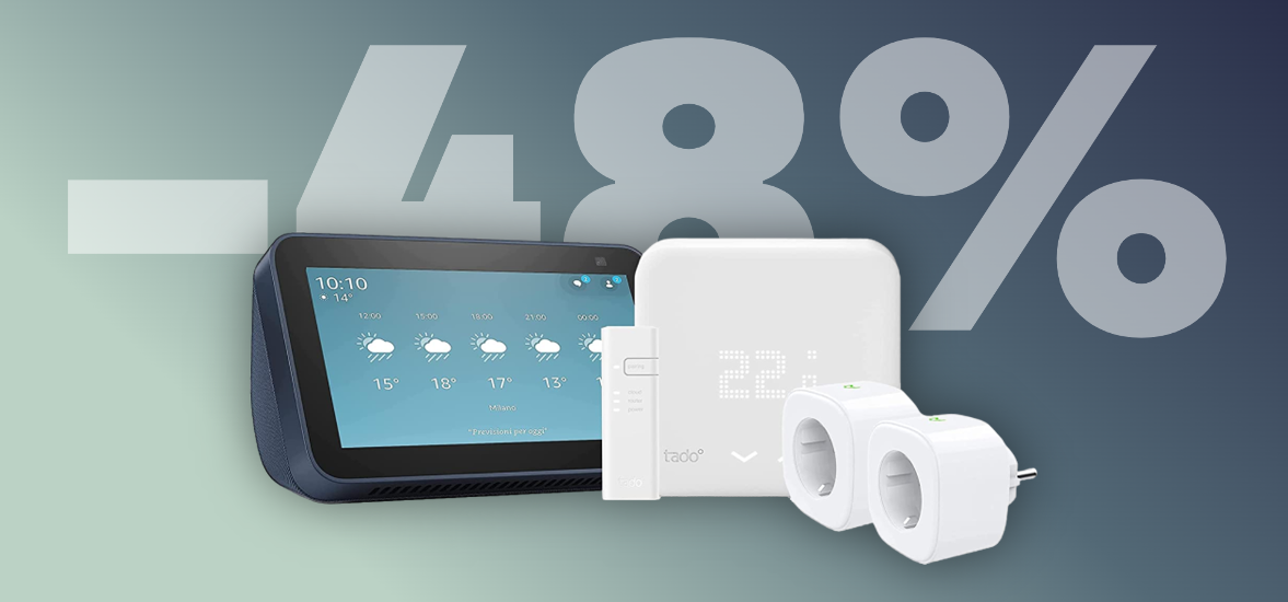 La tua casa Smart con il super kit con Echo Show, termostato e prese intelligenti (-48%)