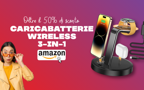 Caricabatterie wireless 3-in-1 per iPhone, AirPods e Apple Watch: SCONTO 50% e non solo!