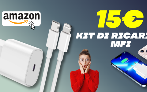 Kit ricarica MFi con caricabatterie USB-C 20W e cavo Lightning: PREZZO TOP