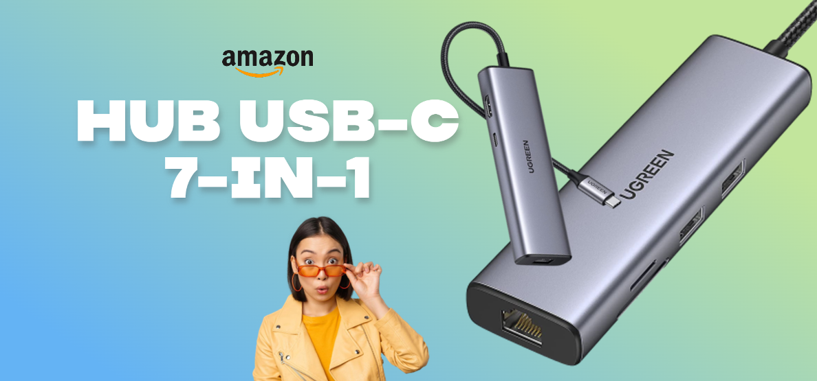 Hub USB-C 7-in-1 in OFFERTA su Amazon: applica il coupon e risparmia!