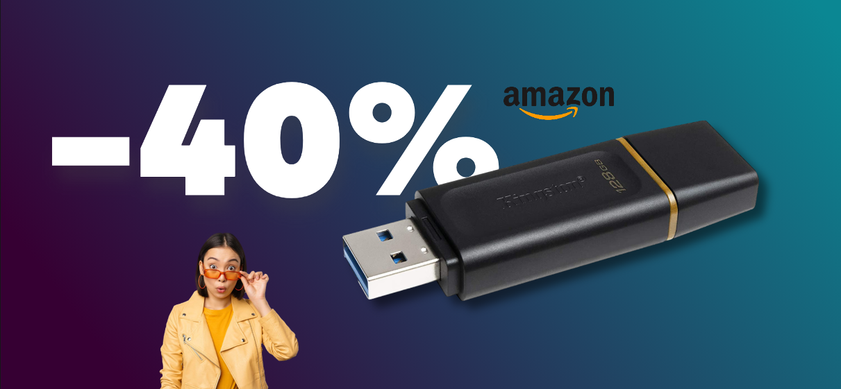 Penna USB Kingston Exodia 128GB: Amazon quasi te la REGALA (-40%)