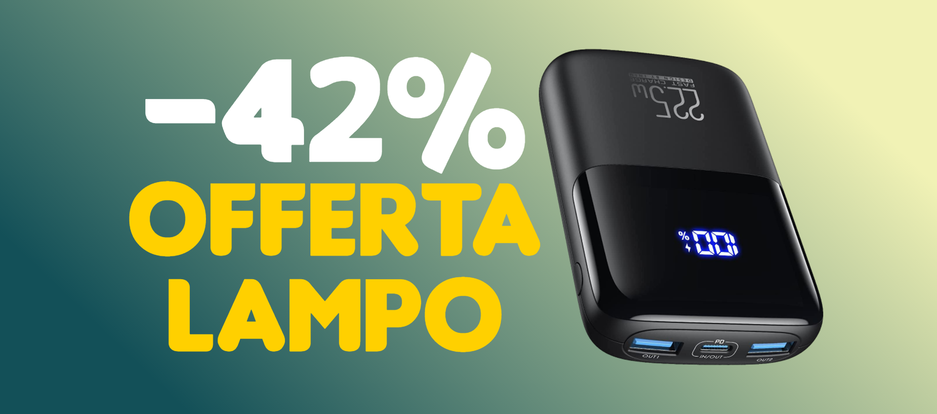 OFFERTA LAMPO Power Bank 10.000mAh con display LED: -42% WOW