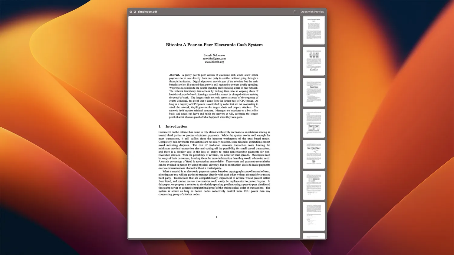 Whitepaper Bitcoin in macOS
