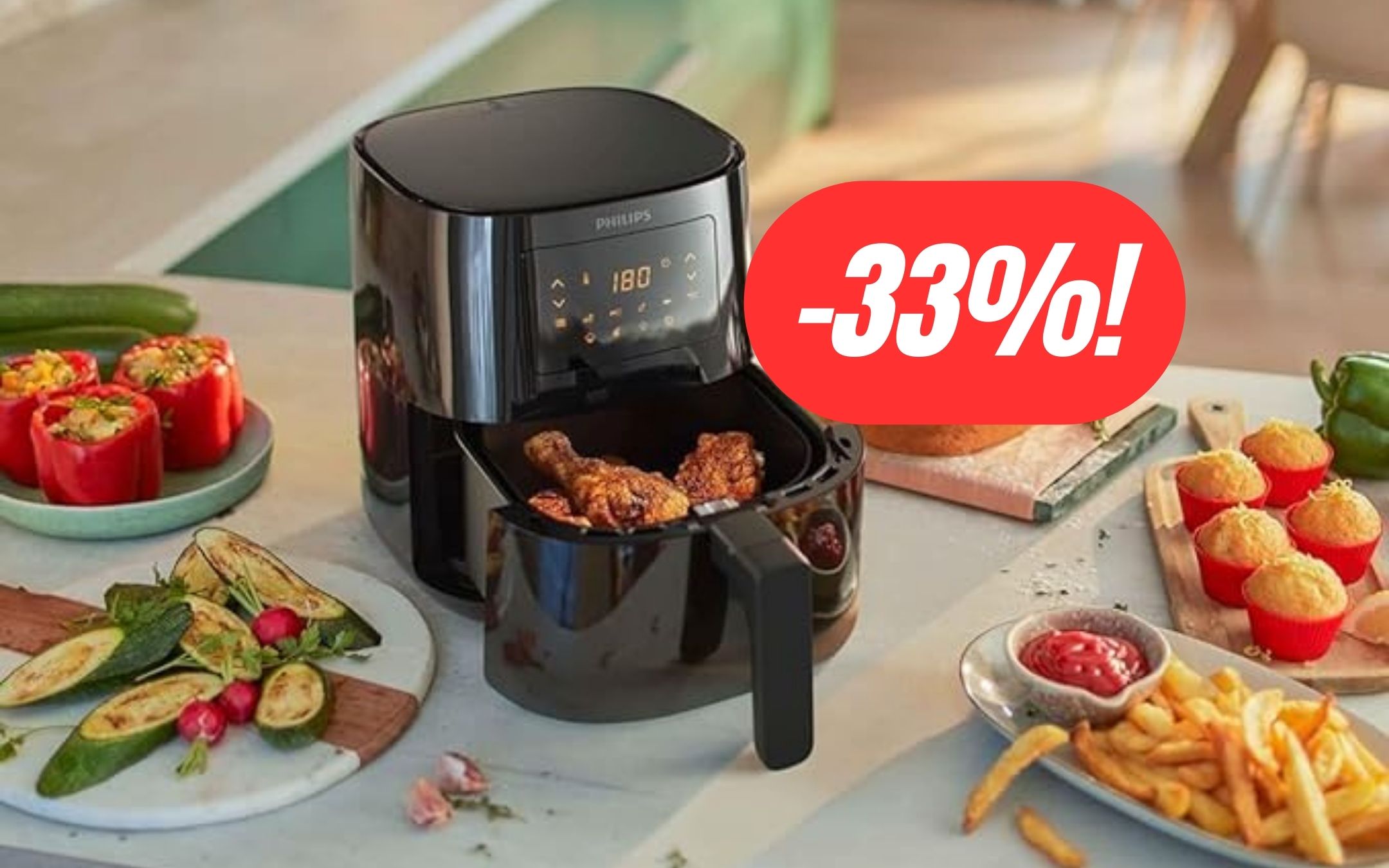 Pasti sani e gustosi con la friggitrice ad aria Philips al 33% di sconto